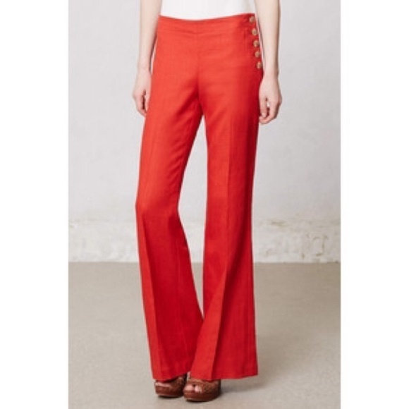 Anthropologie Pants - ELVENSES anthropologie linen high waist flare pant